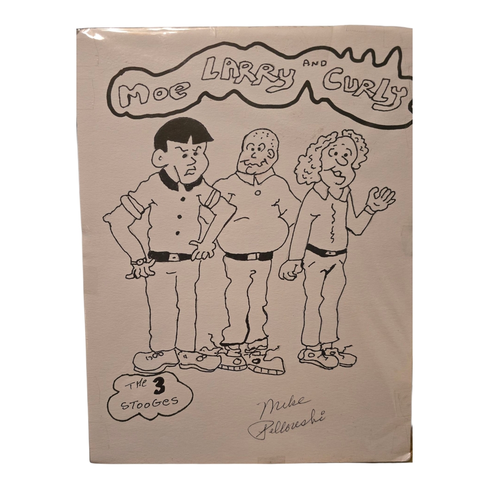 Original Moe Larry and Curly Cartoon Sketch By Riverdale Artist Mike Pellowski